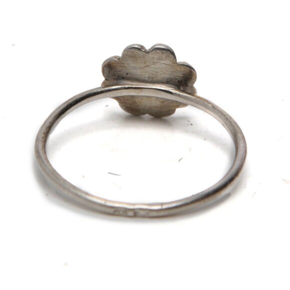 Vintage Silver Flower Ring Marcasite Metallic Stone Sterling Delicate Girly - Picture 8 of 13